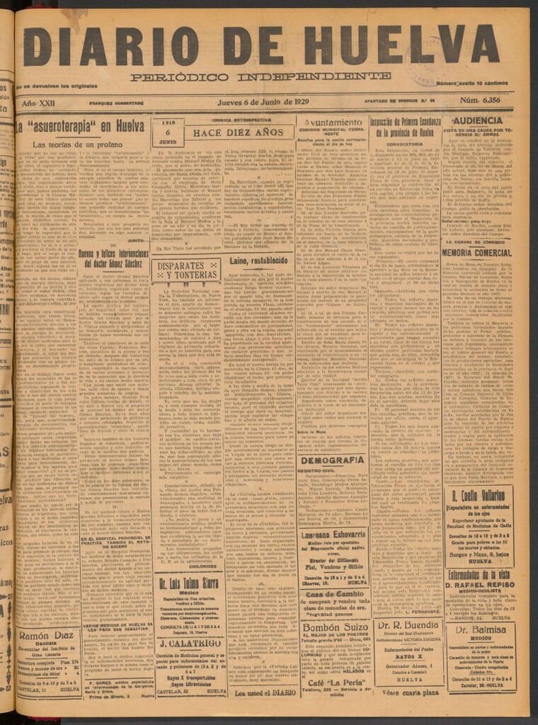 Miniatura de Diario de Huelva : periódico independiente del 6 de junio de 1929