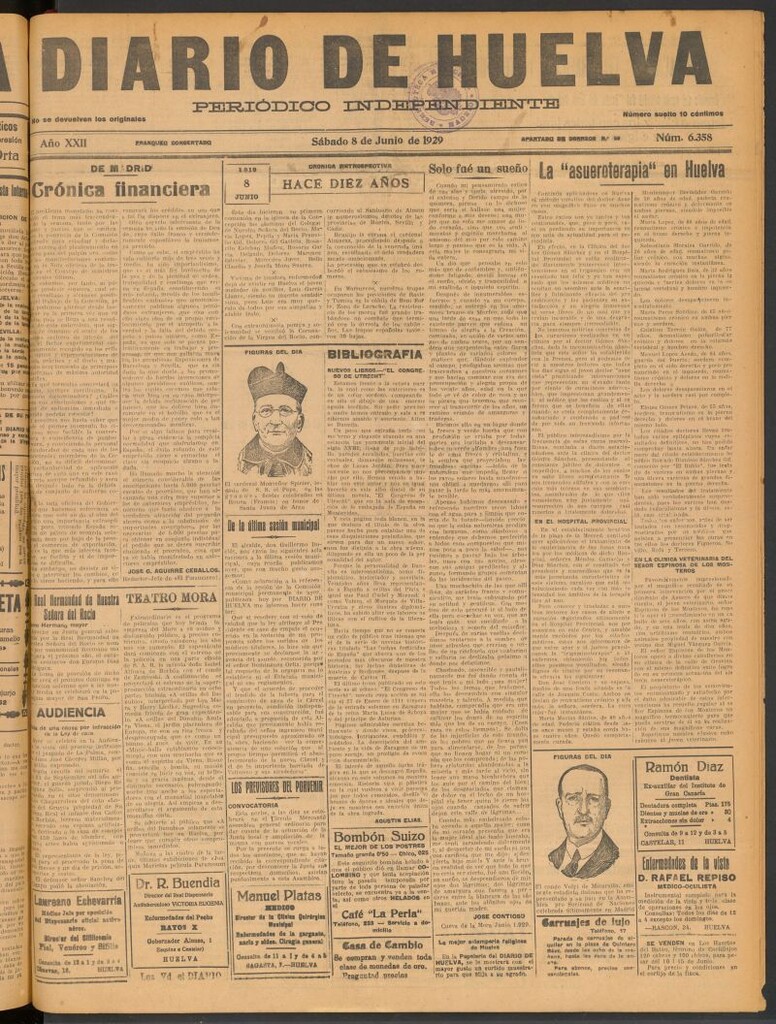 Miniatura de Diario de Huelva : periódico independiente del 8 de junio de 1929