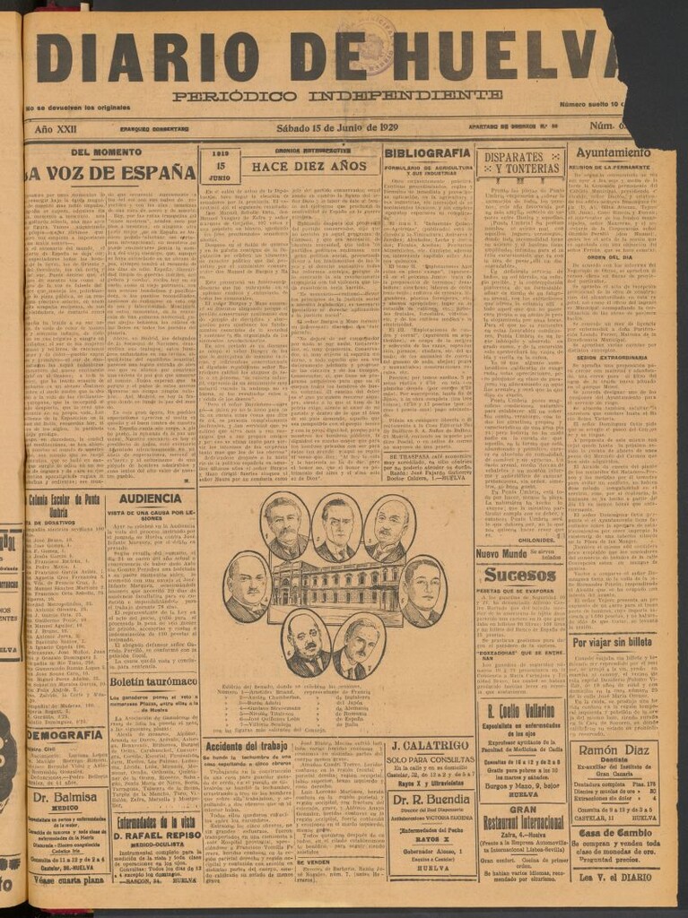 Miniatura de Diario de Huelva : periódico independiente del 15 de junio de 1929
