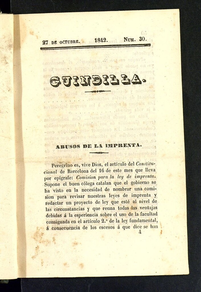 Miniatura de Guindilla del 27 de  octubre de 1842