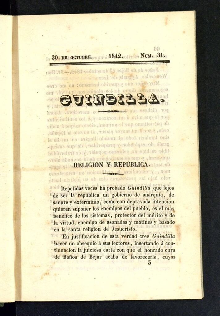 Miniatura de Guindilla del 30 de octubre de 1842