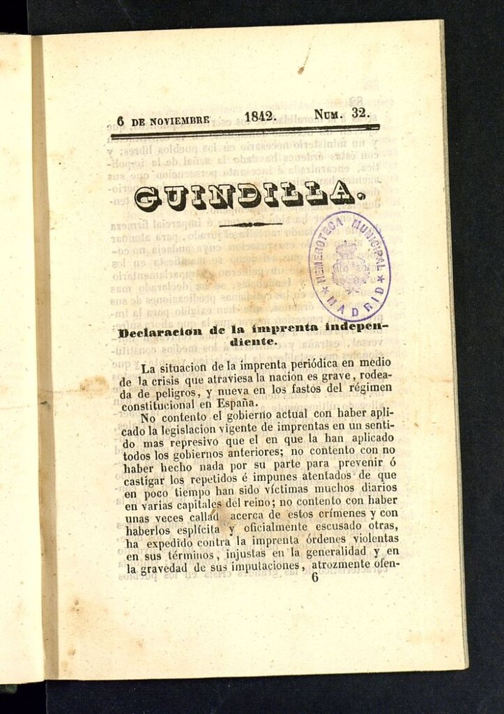 Miniatura de Guindilla del 6 de noviembre de 1842