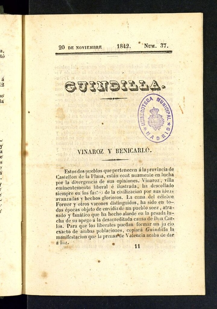 Miniatura de Guindilla del 20 de noviembre de 1842
