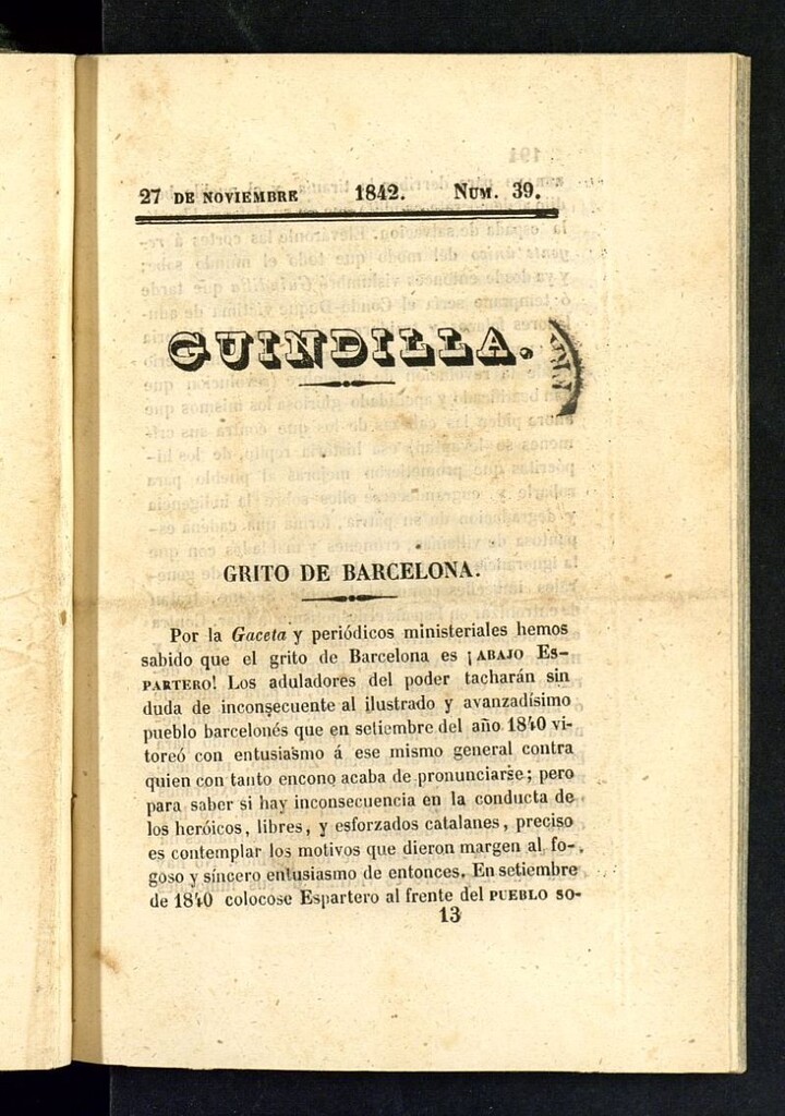Miniatura de Guindilla del 27 de noviembre de 1842