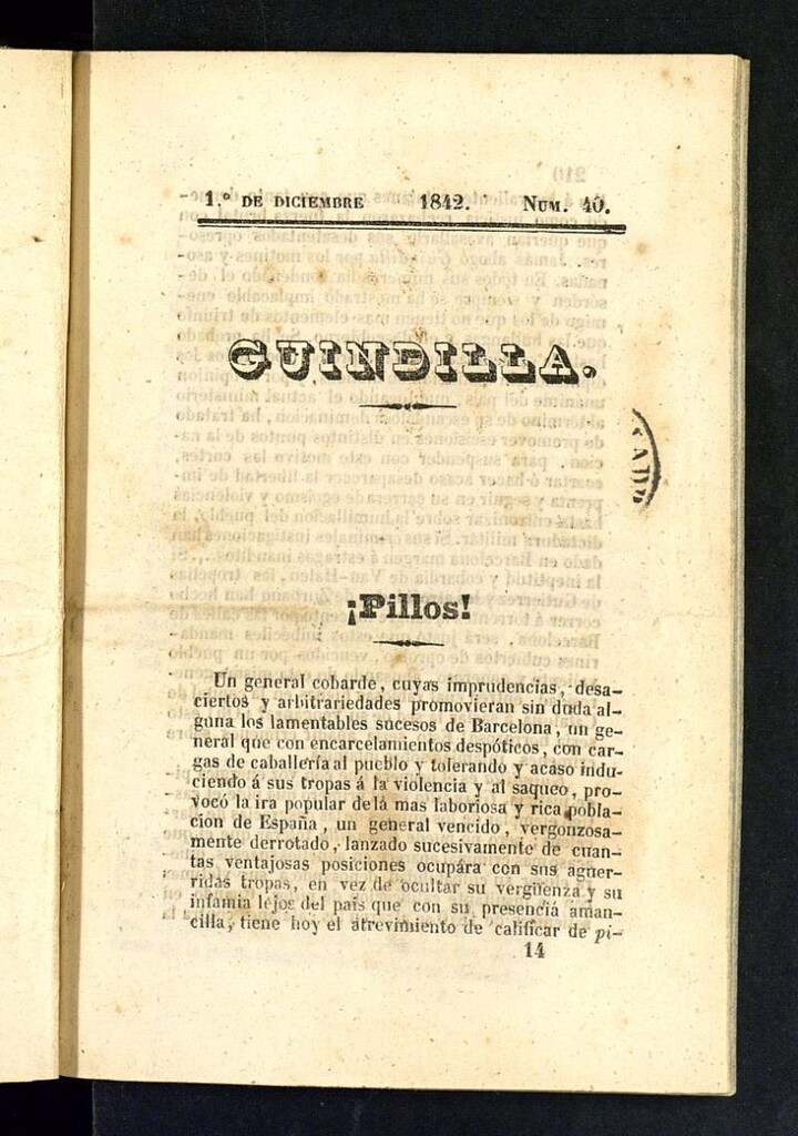 Miniatura de Guindilla del 1 de diciembre de 1842