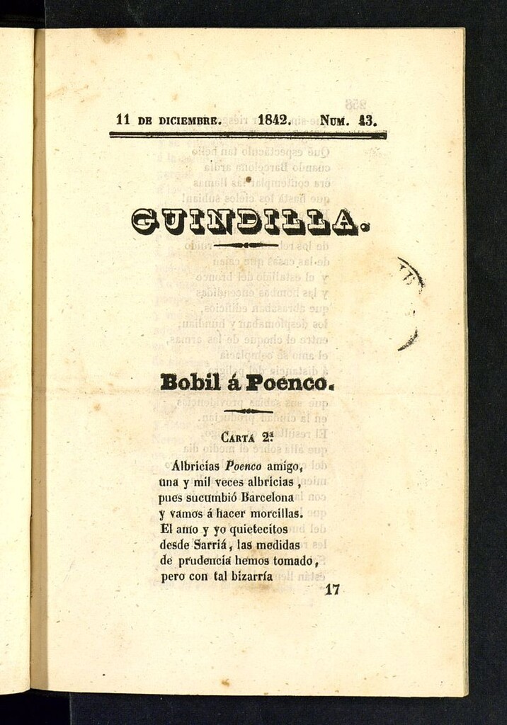 Miniatura de Guindilla del 11 de diciembre de 1842