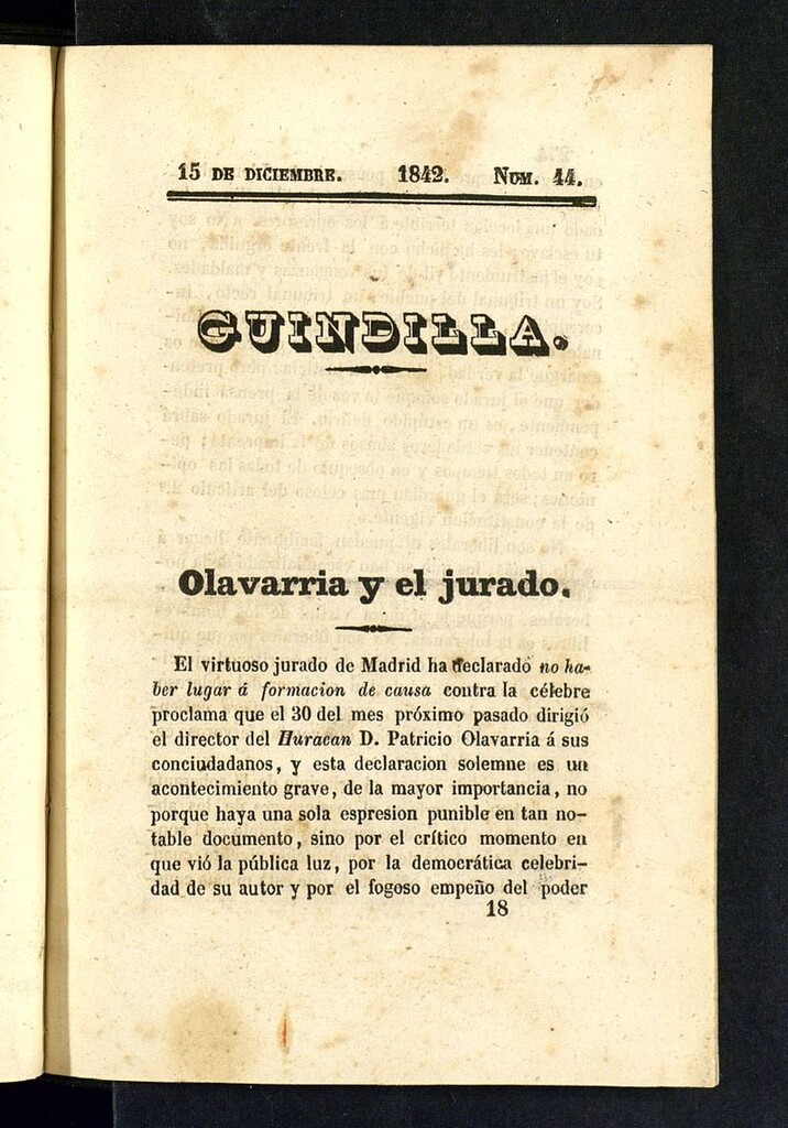 Miniatura de Guindilla del 15 de diciembre de 1842