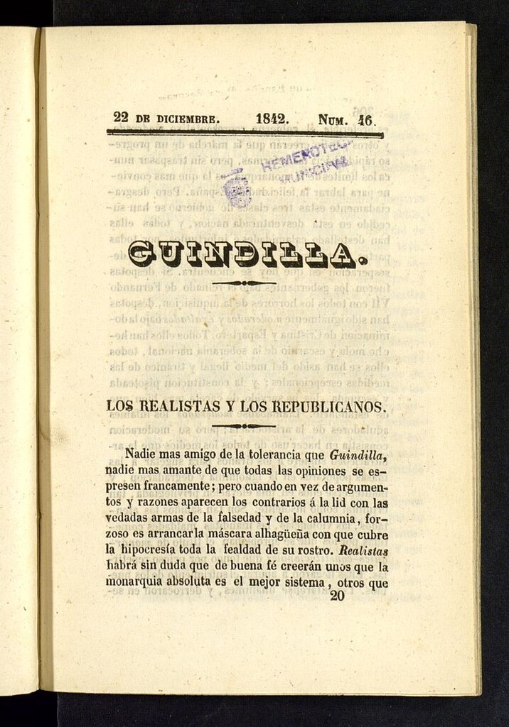 Miniatura de Guindilla del 22 de diciembre de 1842