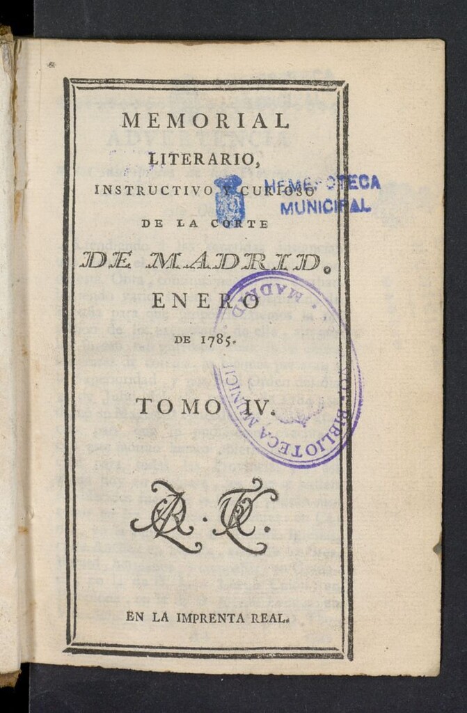 Miniatura de Memorial Literario enero de 1785