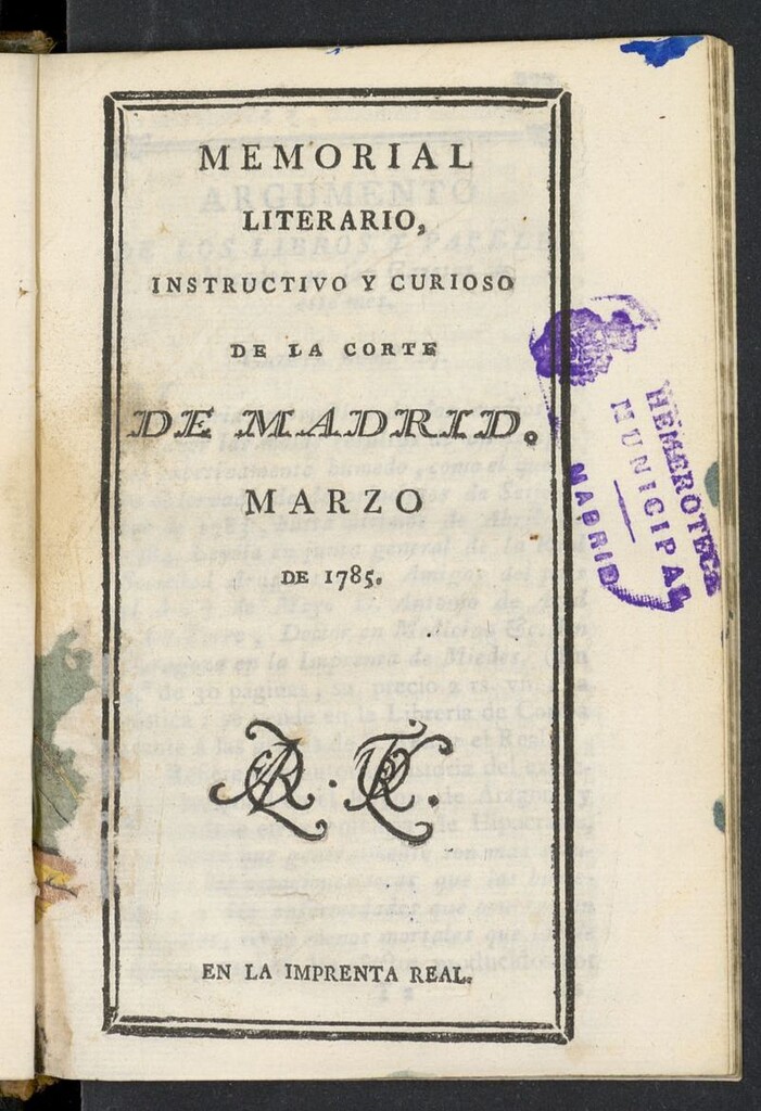Miniatura de Memorial Literario de marzo de 1785