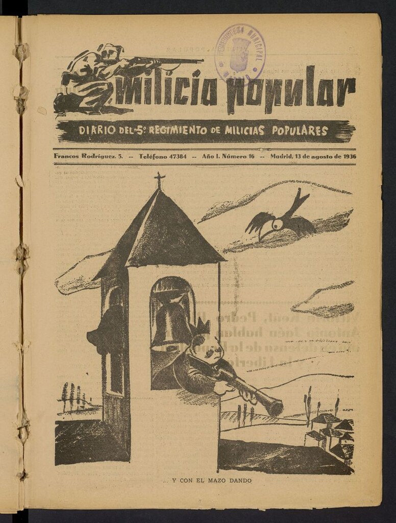 Miniatura de Milicia Popular: diario del 5º Regimiento de Milicias Populares del 13 de agosto de 1936