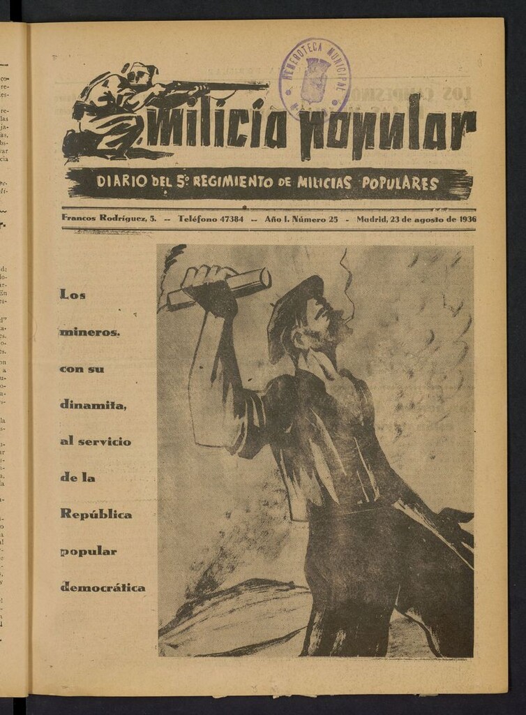 Miniatura de Milicia Popular: diario del 5º Regimiento de Milicias Populares del 23 de agosto de 1936