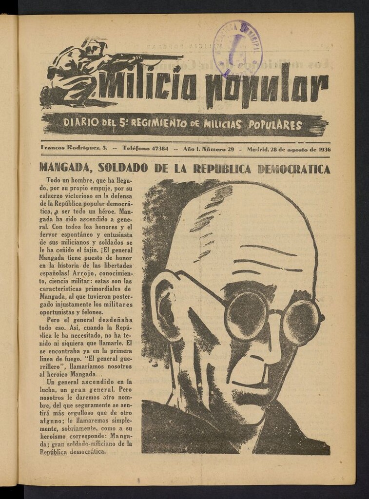 Miniatura de Milicia Popular: diario del 5º Regimiento de Milicias Populares del 28 de agosto de 1936
