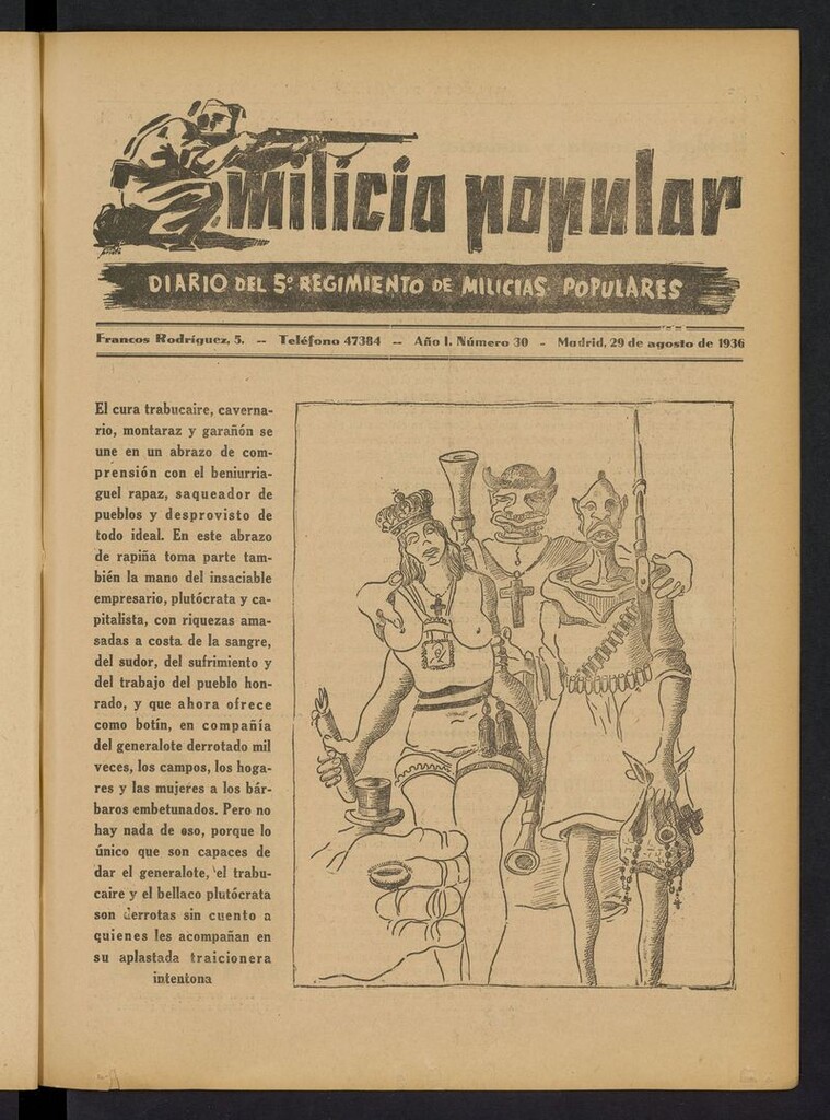 Miniatura de Milicia Popular: diario del 5º Regimiento de Milicias Populares del 29 de agosto de 1936