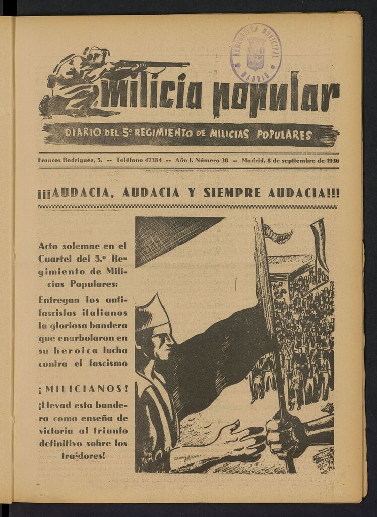 Miniatura de Milicia Popular: diario del 5º Regimiento de Milicias Populares del 8 de septiembre de 1936