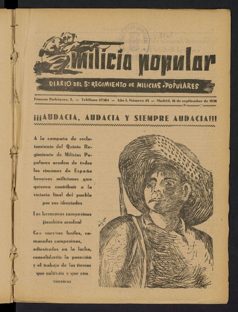Miniatura de Milicia Popular: diario del 5º Regimiento de Milicias Populares del 16 de septiembre de 1936