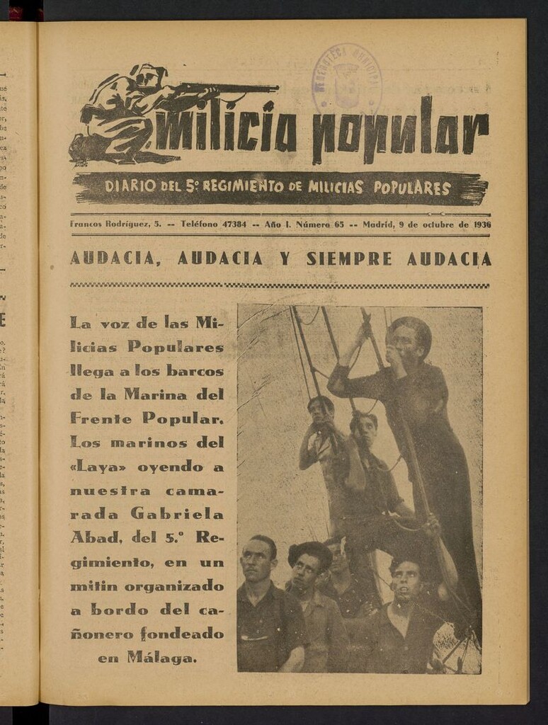 Miniatura de Milicia Popular: diario del 5º Regimiento de Milicias Populares del 9 de octubre de 1936