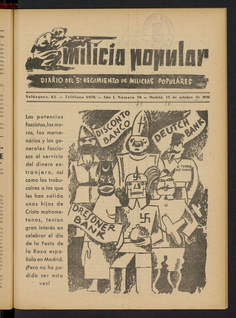 Miniatura de Milicia Popular: diario del 5º Regimiento de Milicias Populares del 16 de octubre de 1936