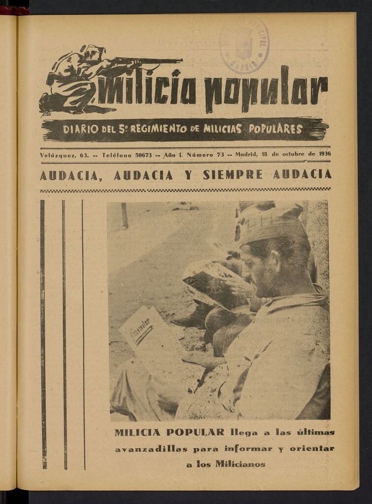 Miniatura de Milicia Popular: diario del 5º Regimiento de Milicias Populares del 18 de octubre de 1936
