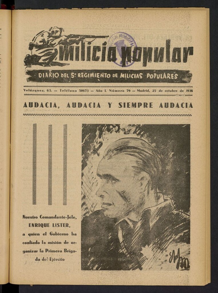 Miniatura de Milicia Popular: diario del 5º Regimiento de Milicias Populares del 25 de octubre de 1936