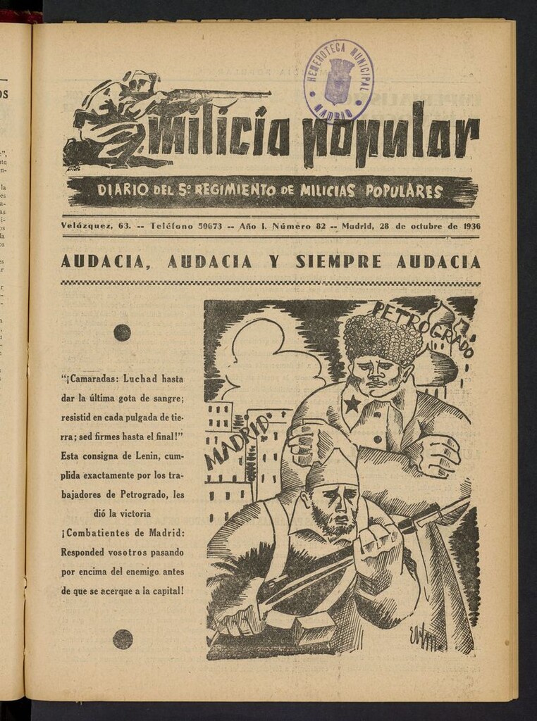 Miniatura de Milicia Popular: diario del 5º Regimiento de Milicias Populares del 28 de octubre de 1936