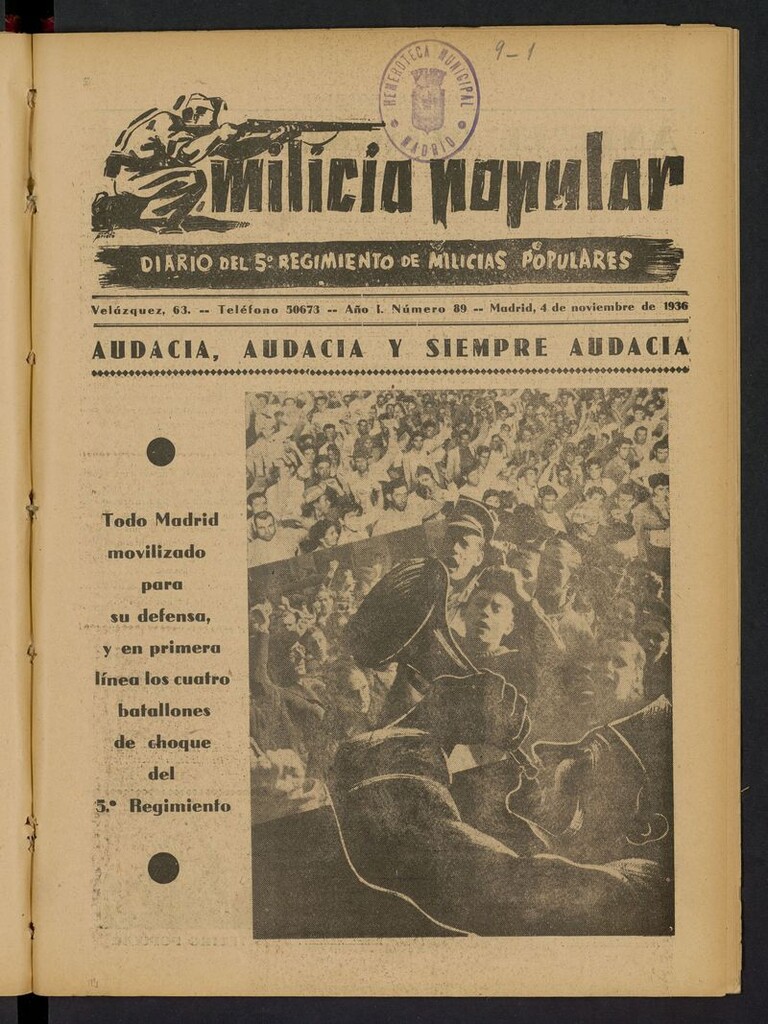 Miniatura de Milicia Popular: diario del 5º Regimiento de Milicias Populares del 4 de noviembre de 1936