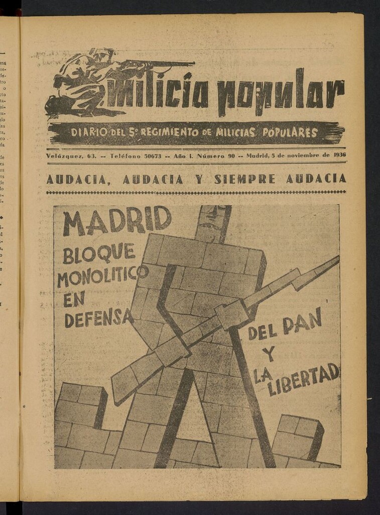 Miniatura de Milicia Popular: diario del 5º Regimiento de Milicias Populares del 5 de noviembre de 1936