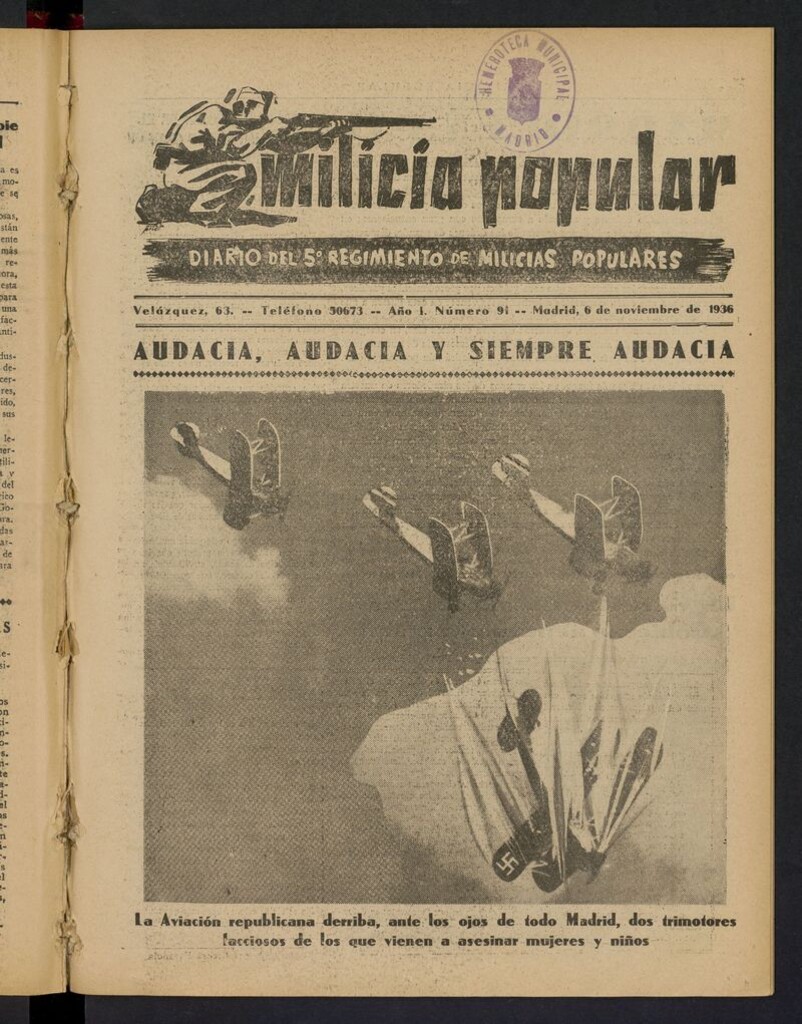 Miniatura de Milicia Popular: diario del 5º Regimiento de Milicias Populares del 6 de noviembre de 1936