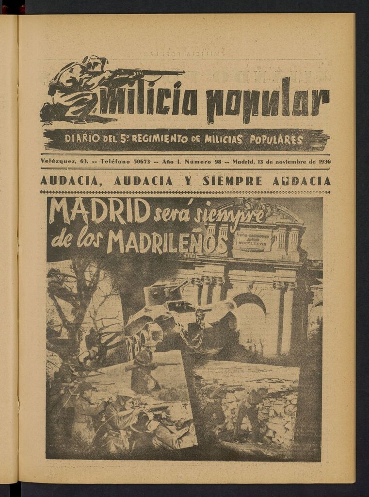 Miniatura de Milicia Popular: diario del 5º Regimiento de Milicias Populares del 13 de noviembre de 1936