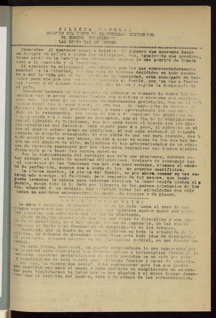 Miniatura de Milicia popular : Boletín del fente e Cercedilla, 24 de agosto de 1936