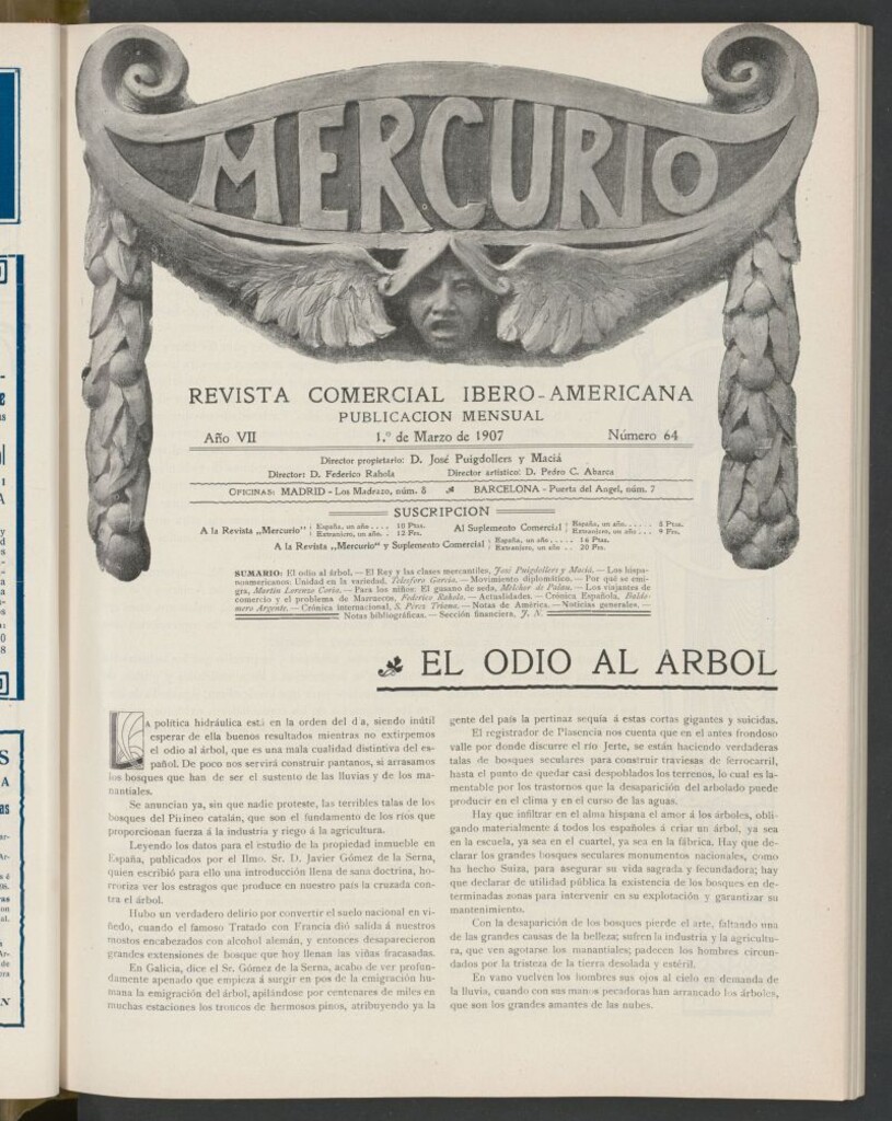 Miniatura de Mercurio : revista comercial hispano americana : publicación mensual de la Casa Comisionista del 1 de marzo de 1907