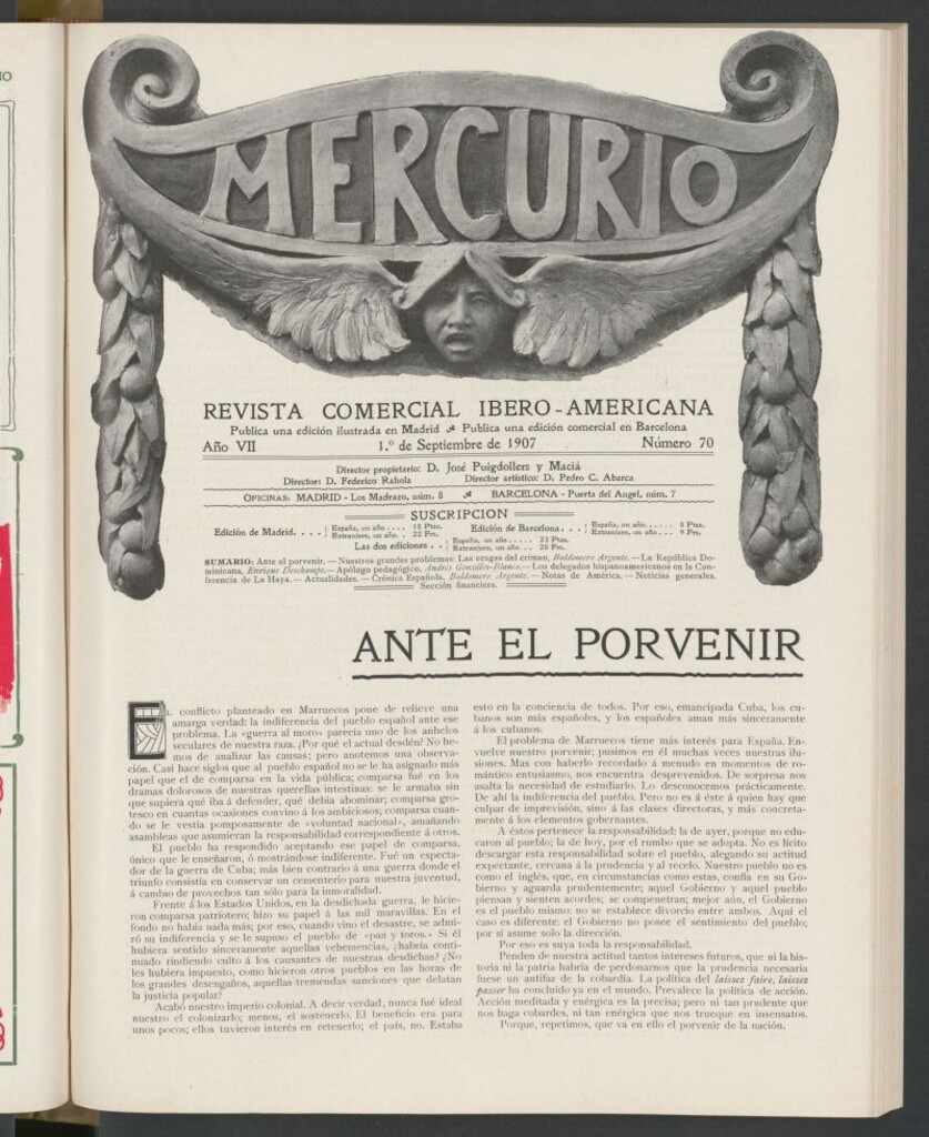 Miniatura de Mercurio : revista comercial hispano americana : publicación mensual de la Casa Comisionista del 1 de septiembre de 1907