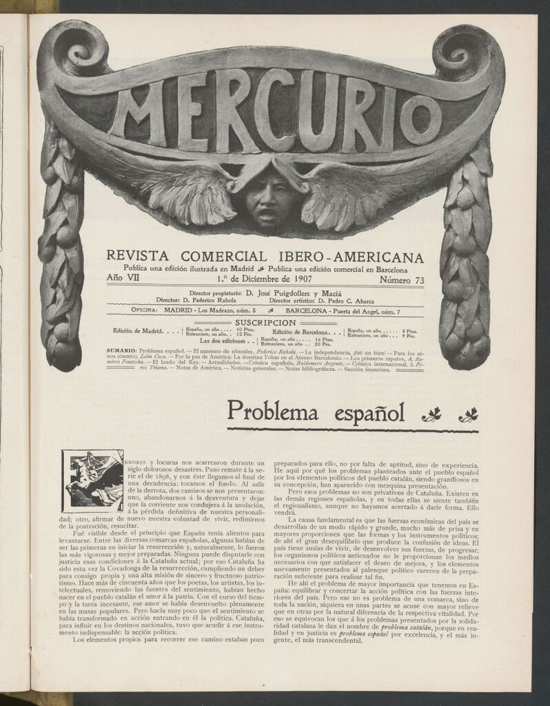 Miniatura de Mercurio : revista comercial hispano americana : publicación mensual de la Casa Comisionista del 1 de diciembre de 1907