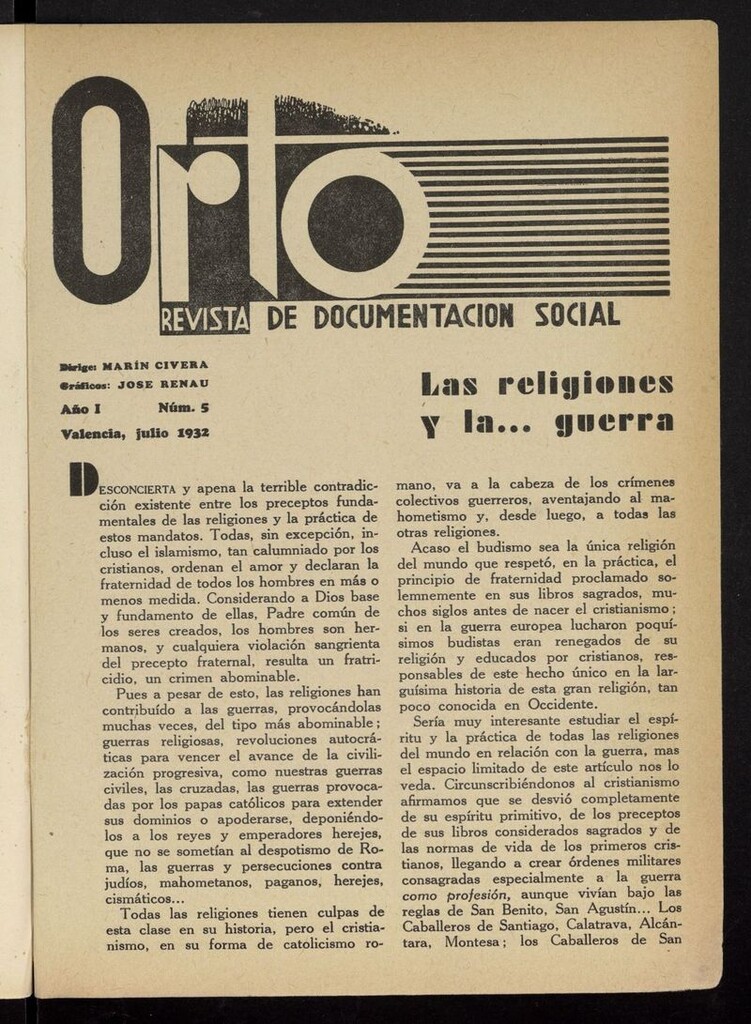 Miniatura de Orto: revista de documentación social de julio de 1932