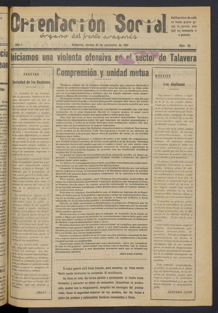 Miniatura de Orientación Social del 26 de noviembre de 1936