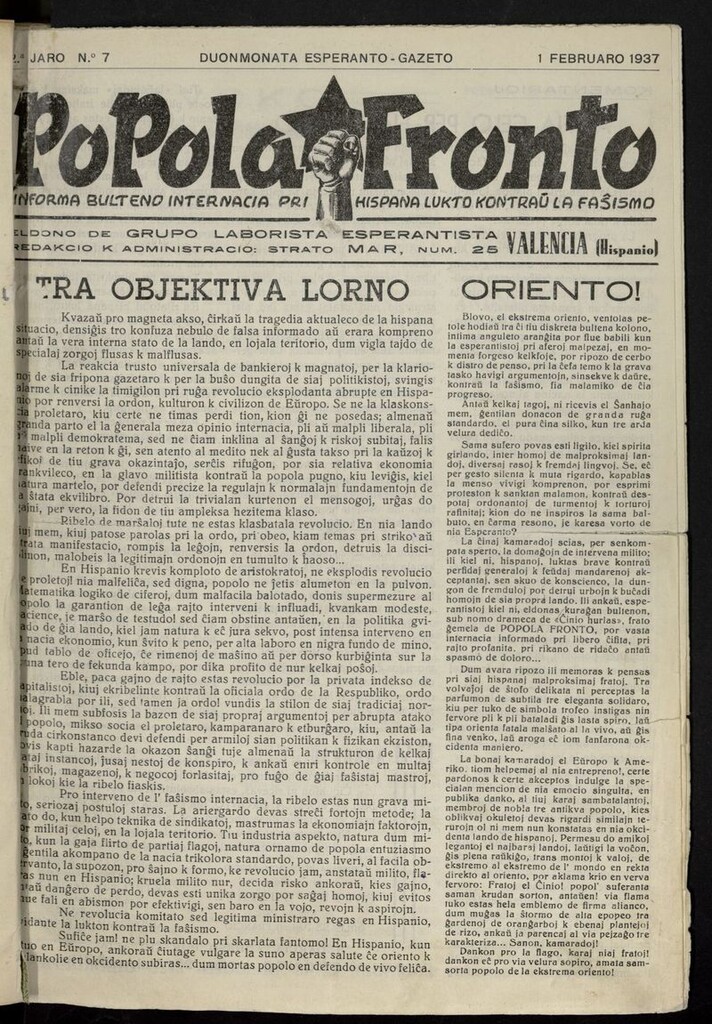 Miniatura de Popola fronto del 1 de febrero de 1937