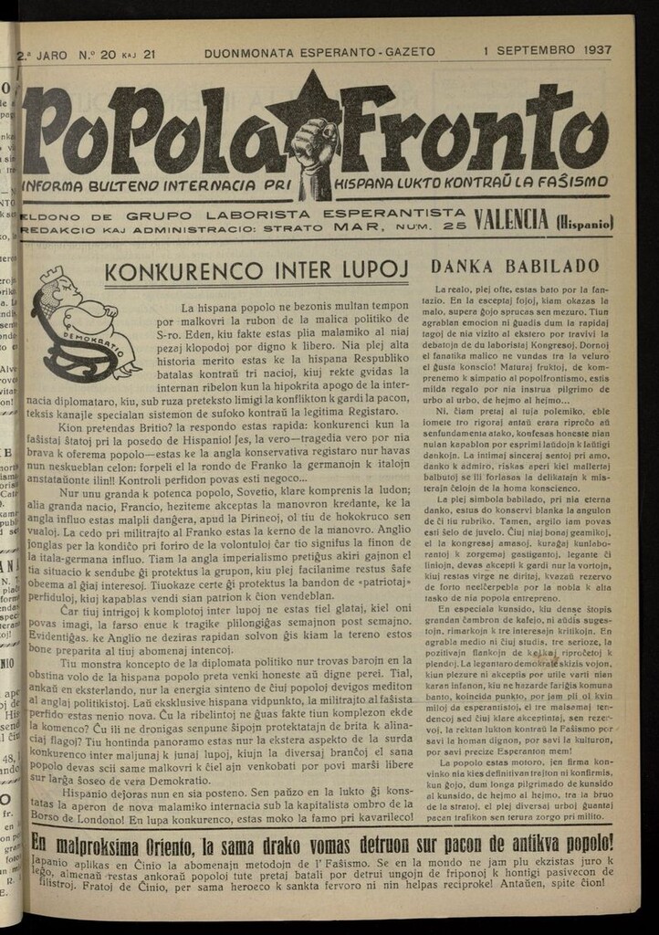 Miniatura de Popola fronto del 1 de septiembre de 1937