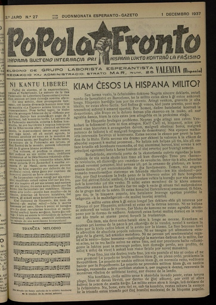 Miniatura de Popola fronto del 1 de diciembre de 1937