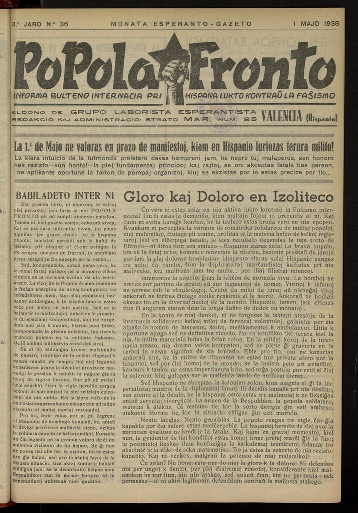 Miniatura de Popola fronto del 1 de mayo de 1938