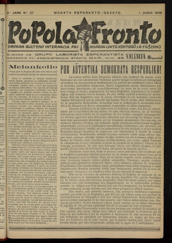Miniatura de Popola fronto del 1 de junio de 1938