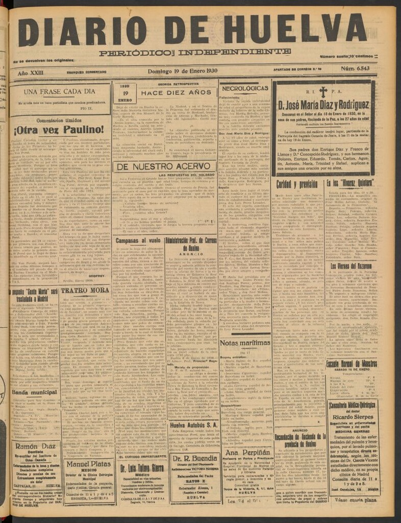 Miniatura de Diario de Huelva : periódico independiente del 19 de enero de 1930