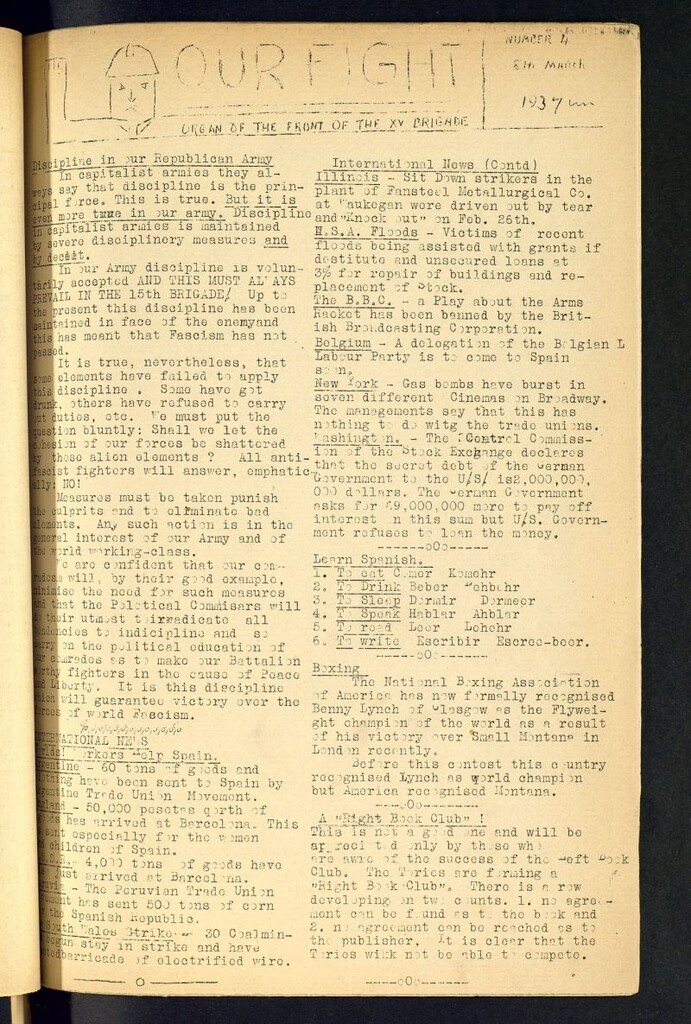 Miniatura de Our fight : organ of the Front of the XV Brigade. 8th March, 1937