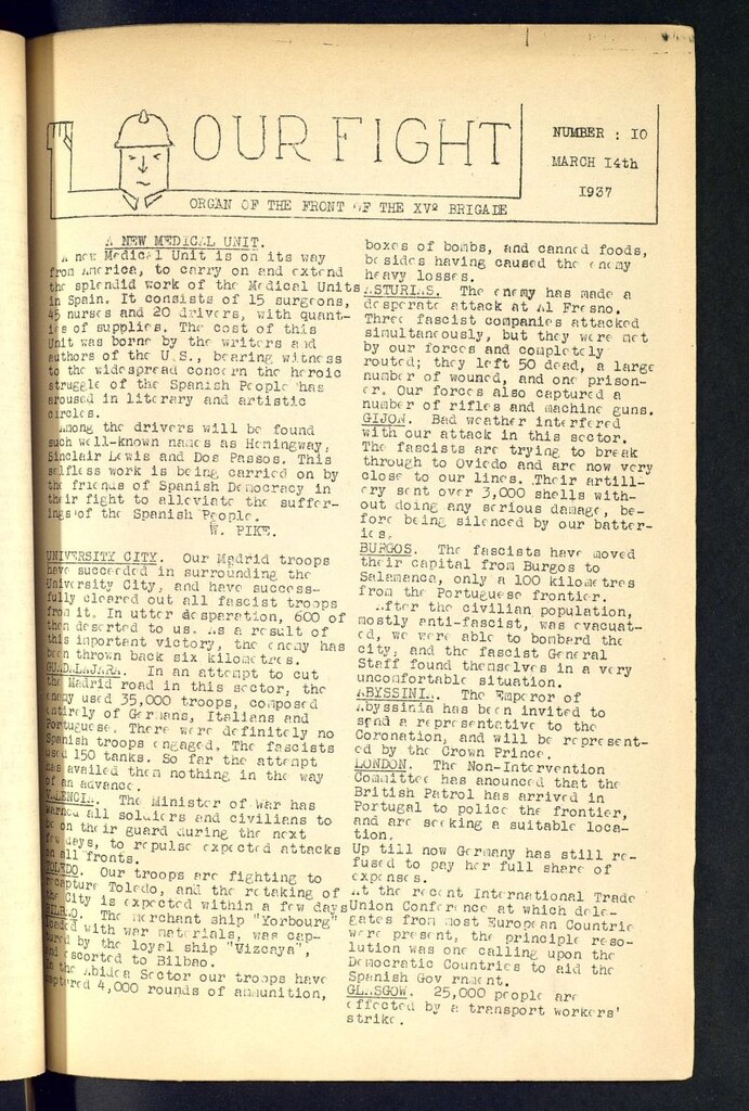 Miniatura de Our fight : organ of the Front of the XV Brigade. March 14 th, 1937