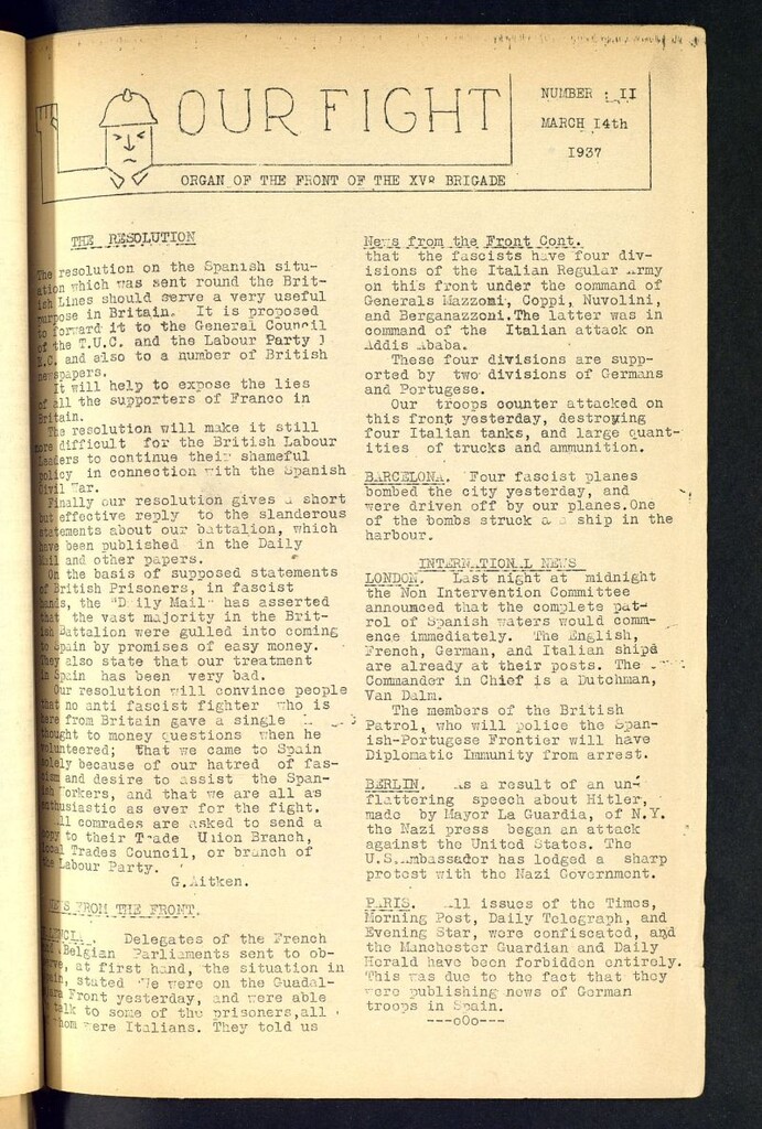 Miniatura de Our fight : organ of the Front of the XV Brigade. Mach 15 th, 1937
