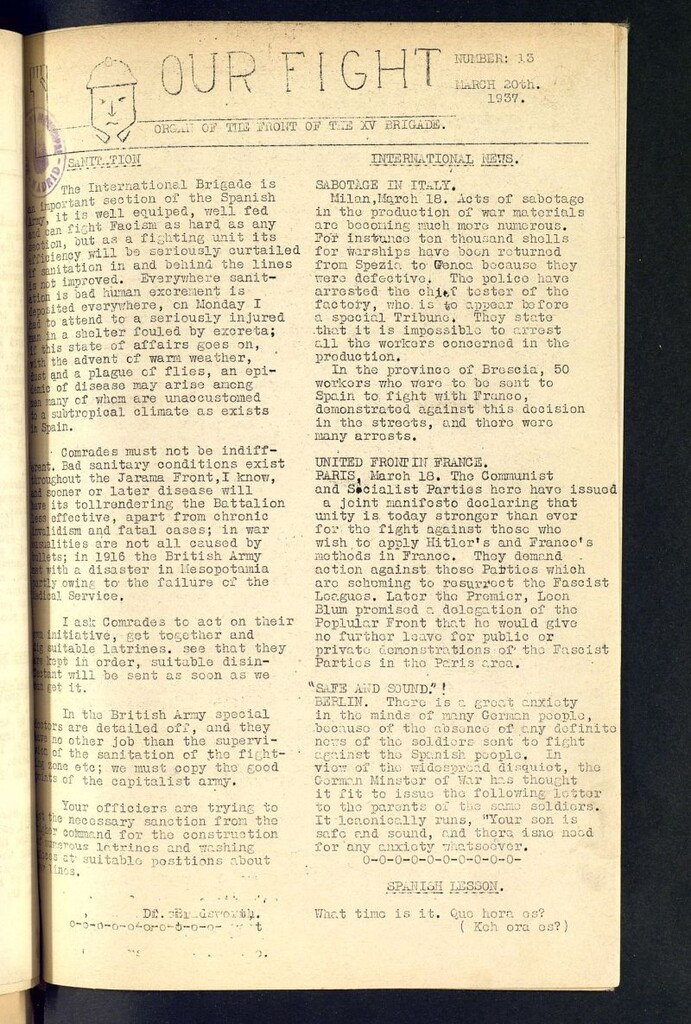 Miniatura de Our fight : organ of the Front of the XV Brigade . March 20 th, 1937