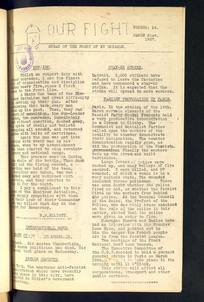 Miniatura de Our fight : organ of the Front of the XV Brigade. March 21 st, 1937