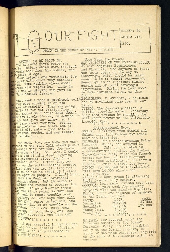 Miniatura de Our fight : organ of the Front of the XV Brigade. April 7 th, 1937