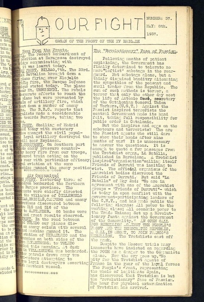 Miniatura de Our fight : organ of the Front of the XV Brigade. May 8 th, 1937