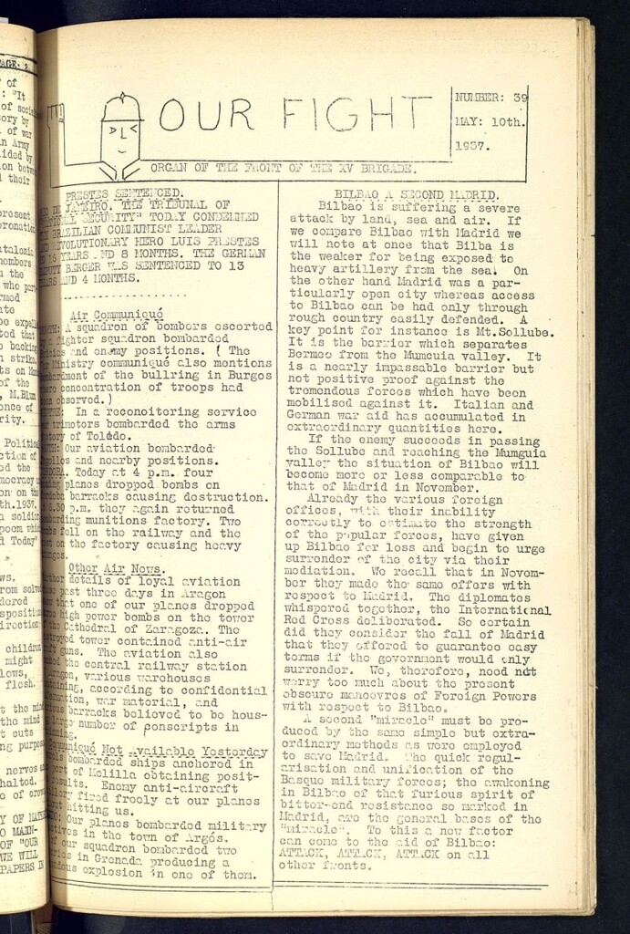Miniatura de Our fight : organ of the Front of the XV Brigade. May 10 th, 1937