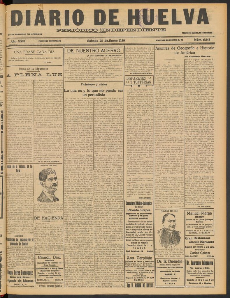 Miniatura de Diario de Huelva : periódico independiente del 25 de enero de 1930